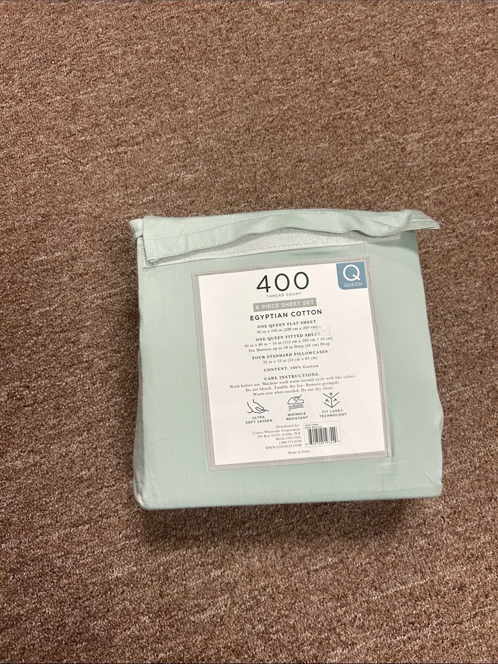 400 Thread Count Egyptian Cotton Sheet Set - Queen, Sage Green